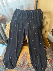 NWOT Peace Love World Peace Sign & Hearts Black Joggers SZ L - Picture 1 of 4