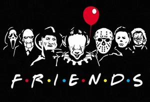 Halloween Friends Parody Poster | Framed Art | Horror Movie Icons | NEW | USA - Picture 1 of 4