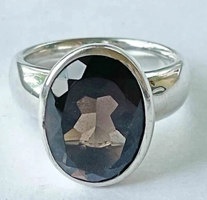 Anillo de cuarzo ovalado ahumado facetado plata esterlina 925 Espo Sig Joseph Esposito 9,25 - Imagen 1 de 6