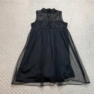 Boohoo Shift Dress Womens 6 Black Sleeveless Sheer Shell Sleeveless Polyester - Picture 1 of 12