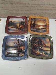 (Set Of 4 ) Wild Wings Camping Series 4.5" Mini Plates By Terry Redlin - Picture 1 of 7