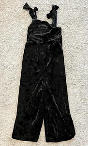 Cat & Jack Girls XS 4/5 Black Soft Velour Jumpsuit - Picture 1 of 3