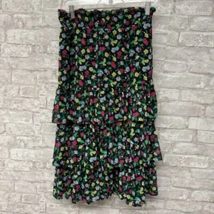 Falda floral con volantes en capas Ann Taylor para mujer XS negra multicolor - Imagen 1 de 6