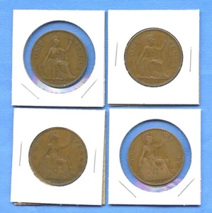 Lot of 4 English One Penny 1915, 1921, 1938, 1946 Great Britain England UK Coins - Picture 1 of 3
