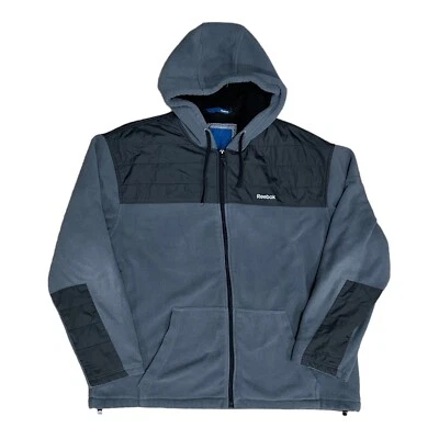Chaqueta REEBOK Para Hombre Talla XL Gris Negra Forrada de Vellón Cremallera Completa Sudadera con Capucha Abrigo Foto 1 de 4