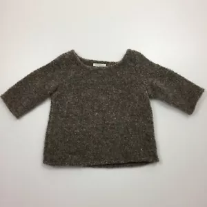 NEW BLU PONY Vintage Girls Brown Beige Textured Wool Blend Knit Pullover Sweater - Picture 1 of 3