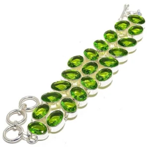 Genuine Green Emerald Bracelet in 925 Sterling Silver – Elegant May Birthstone,, - Picture 1 of 6