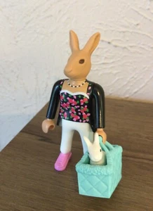 Playmobil Rare Custom Figure Easter Bunny Woman Mother W/ Baby In Basket - Picture 1 of 3