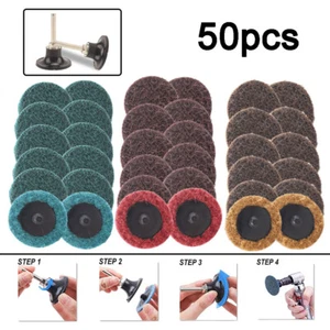 50PCS 2 in R Type Sanding Discs Set W/ 1/4" Holder Die Grinder Quick Change Disc - Picture 1 of 9