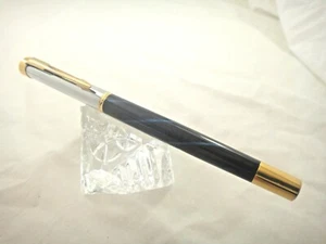 New Black Fountain Pen with chrome cap Gold Trim BEAUTY F nib Squeeze Filler - Picture 1 of 9