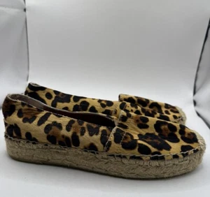 Wittner Flats Leather Leopard Print Dyed Fur Espadrille Slip On Shoe EUR 38 US 7 - Picture 1 of 9