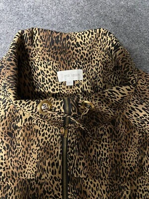 Chaqueta de mujer Erin London cremallera completa estampado de leopardo talla L Foto 1 de 4