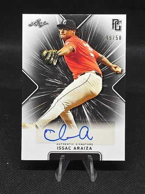 2021 LEAF PERFECT GAME AUTO ISAAC ARAIZA BLACK PAPER  49/50 San Diego St Aztecs - Image 1 of 3