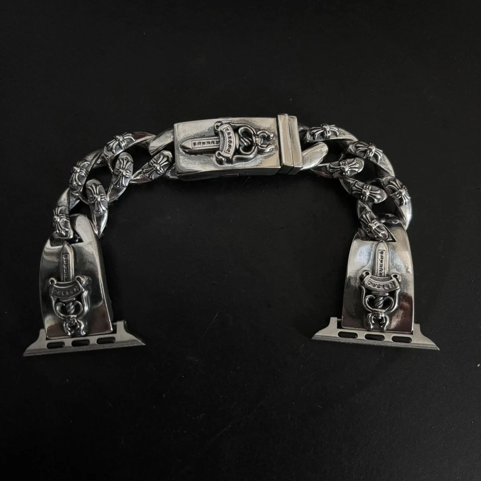Correa de reloj Daga gótica punk de plata 925 para Apple Watch ultra hecha a mano Foto 1 de 4