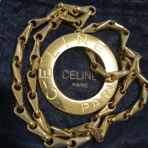 [Raro] CELINE Collana Cerchio Logo Oro Ciondolo Vintage