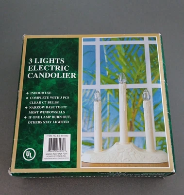 Holiday Time 3 light Candolier Clear / Beige Wire Christmas Light Candolier VGUC - Image 1 of 4