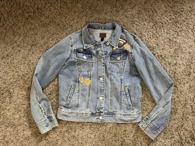 RALPH LAUREN Patch Regal Crest Denim Truckers Jacket Boho Preppy Edgy Street 4 - Image 1 of 4