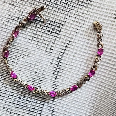 Brazalete Ross Simons Oro 18k Sobre Plata de Ley 925 Zafiro 7." Foto 1 de 4