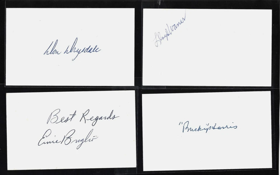 Lot Of 4 Signed HOF 3x5 Index Card Lloyd Waner Autograph NMint - Image 1 of 1