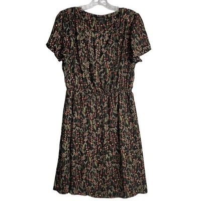 Mini Vestido Estampado Floral Lucky Brand Para Mujer L Negro Multi Delicado Darling Cuello en V Foto 1 de 4