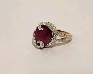 10K Gold natürlicher roter Rubin & Diamant Damenring - Größe 6,5 schöner Ring " - Bild 1 von 13