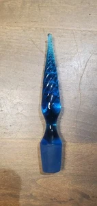 Vintage Blue Glass Swirl Genie Bottle Decanter Topper Only Lid 6.5" Tall - Picture 1 of 14
