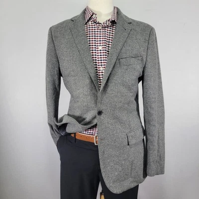 Casaco esportivo J.Crew Ludlow masculino flanela blazer dois botões cinza Yorkshire tweed 42L - Imagem 1 de 4
