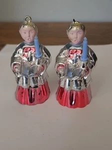 Vtg. 1955 Bradford Choir Boys W/ Candles 3" Celluloid Plastic Ornaments USA - Foto 1 di 5