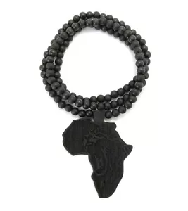 NEW MENS AFRICA MAP GOOD WOOD INSPIRED AFRICAN WOODEN BEAD CHAIN NECKLACE - Picture 1 of 32