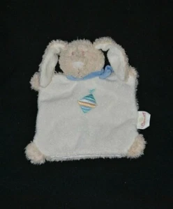 Peluche doudou marionnette lapin BENGY blanc crème bandana bleu cerf volant TTBE - Picture 1 of 1