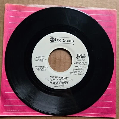 FREDDY FENDER My Happiness/Vaya Con Dios DJ PROMO 45 7" Record Vinyl Records Foto 1 de 2