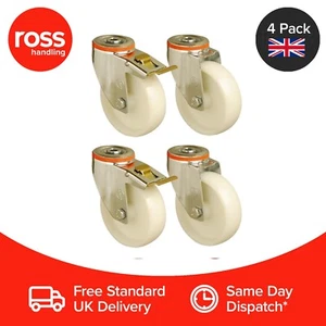 Set of 4 80mm Polyamide Wheel Castors Hole Fitting Casters Heavy Duty UK Seller - Picture 1 of 2