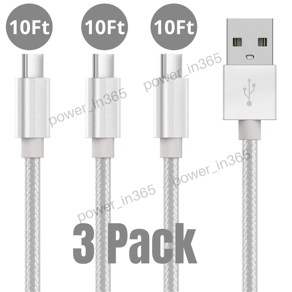 10Ft USB C Type C Cable Fast Charging Cable Cord Nylon Braided for Android Phone - Image 1 of 4