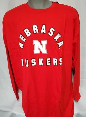 Mens Profile Varsity Univ of Nebraska Huskers NCAA B&T Red Long Sleeve Tee Shirt - Image 1 of 2