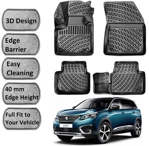 3D Molded Interior Floor Car Mat Fit for Peugeot 5008 2017 - 2023 Black - Picture 1 of 8