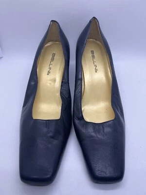 Женские черные кожаные туфли-лодочки Bellini с квадратным носком на каблуке размер 9 M - Изображение 1 из 4