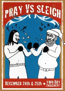Funny CHRISTMAS Card, Jesus Santa Fight Bet Pray vs Sleigh — Evil Ink Design + ✉ - Picture 1 of 6