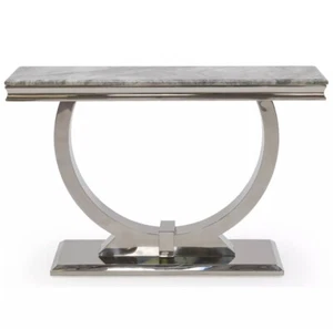 Diseñador Mesa Consola Acero Inox. Mármol Tocador Cristal Alto Brillo Flurtisch - Imagen 1 de 4
