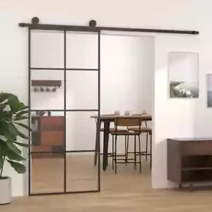 NNEVL Sliding Door Black 90x205 cm ESG Glass and Aluminium - Picture 1 of 5
