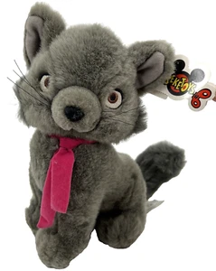 Vintage Disney The Aristocats 9" BERLIOZ Plush Gray Kitten Pink Ribbon RARE- NWT - Picture 1 of 13