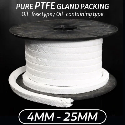 Pure PTFE Gland Packing (Various Sizes 4mm-25mm) Gland Packing Rope Shaft Seal - Image 1 of 4
