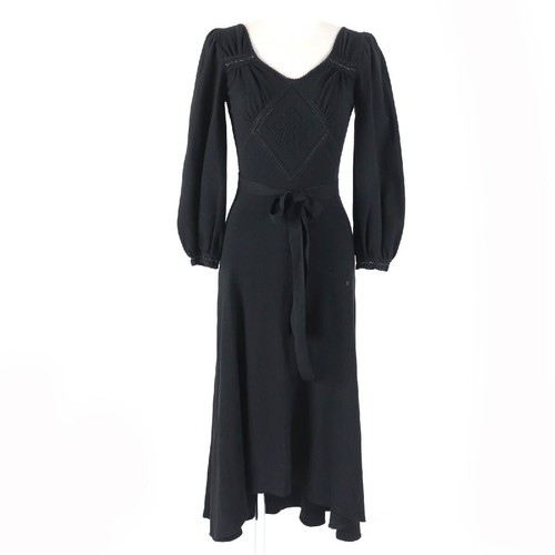 Abito svasato in maglia CHANEL 05A P26224V01924 nero manica a sbuffo misto cashmere linea A