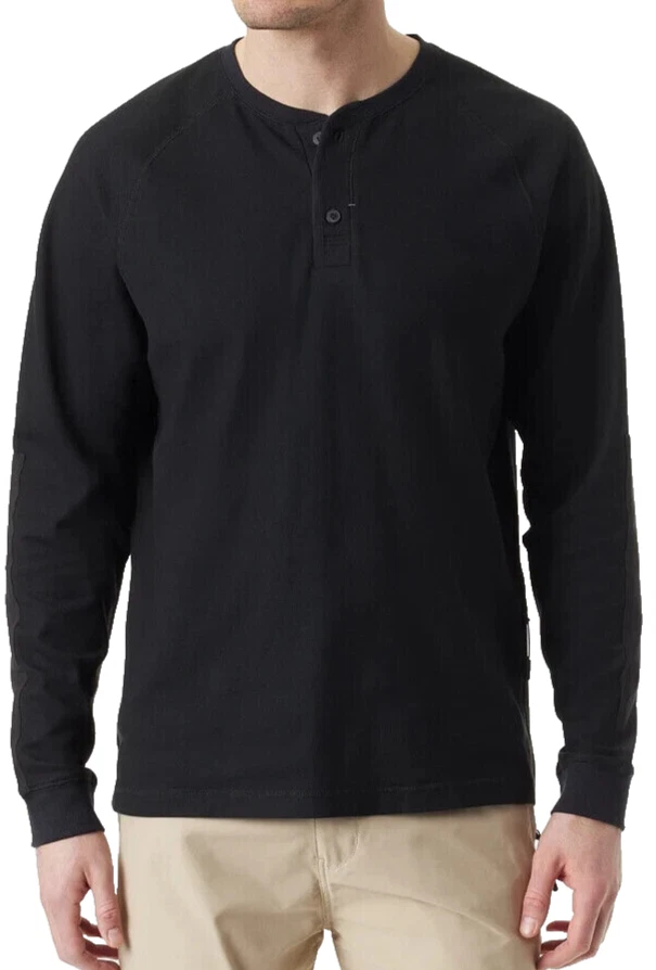 BASS OUTDOOR Hiker Henley Pullover Shirt Black Beauty Medium