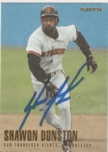 Shawon Dunston signed 1996 Fleer card Giants autograph Cubs - Picture 1 of 1