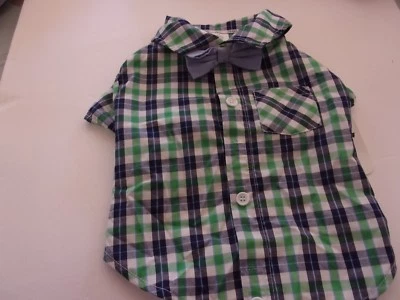 Camisa de perro con pajarita a cuadros verde marino XXS XS S M Preppy Bond & Co nueva mascota XXSmall Foto 1 de 3