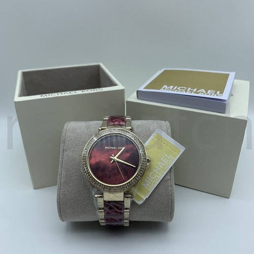 Michael Kors MK6427 Parker Quadrante Rosso Cronografo Due Toni Bracciale Orologio Donna