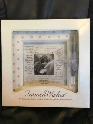 NEW Framed Wishes Keepsake Photo Frame Baby Girl pink with Silver Pen Foto 1 de 3