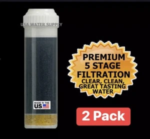 2 PREMIUM 5 STAGE RO COUNTERTOP DRINKING WATER FILTER CARTRIDGE KDF,GAC,CALCITE - Picture 1 of 2