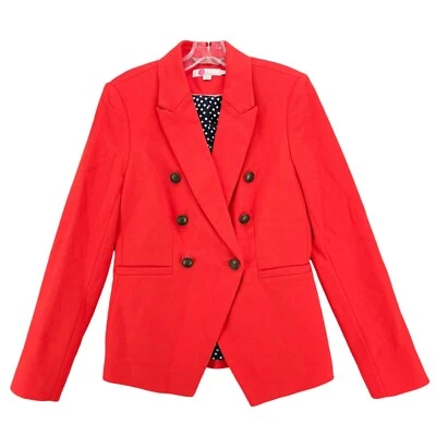 BODEN Addlestone Red Blazer Jacket Cotton Blend Double Breasted Career US 6 - Image 1 of 4