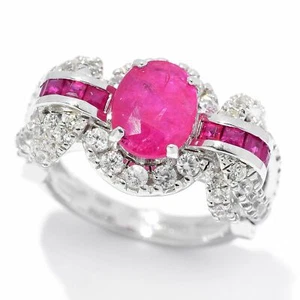 Meher's 4.14ct Mozambique Ruby & White Zircon Gemstone Ring Size 6 & 9 Available - Picture 1 of 5